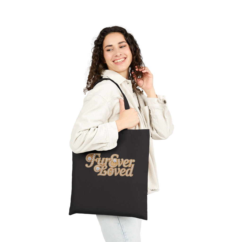 Fur Ever Loved Canvas Tote Bag — Retro Script Dog Lover Tote | FurEverLoved