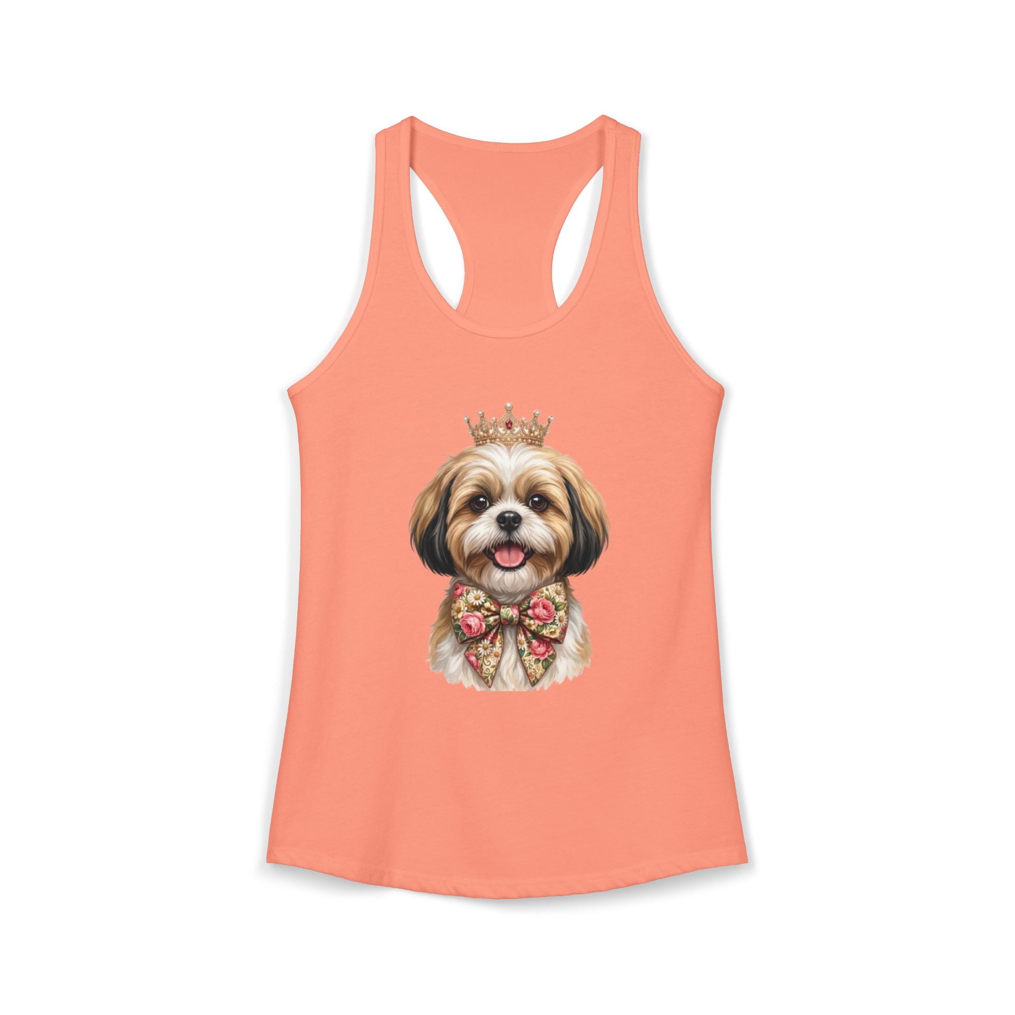 Shih Tzu Queen Racerback Tank — Crown Dog Mom Summer Shirt | FurEverLoved