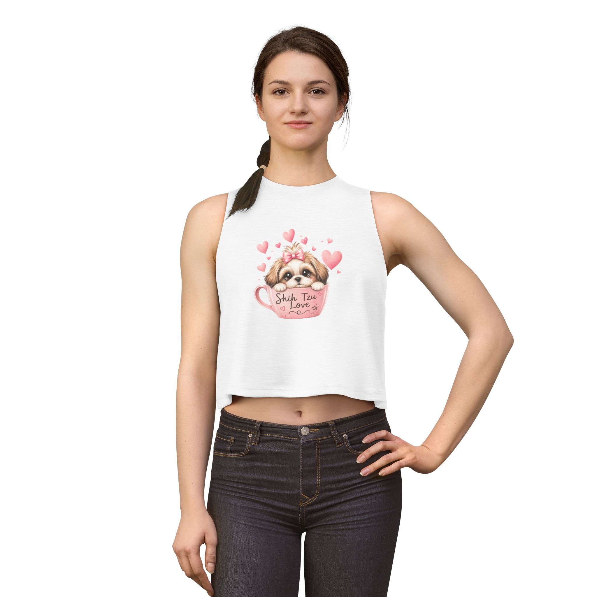 Shih Tzu Love Crop Top — Kawaii Coquette Dog Mom Tank | FurEverLoved