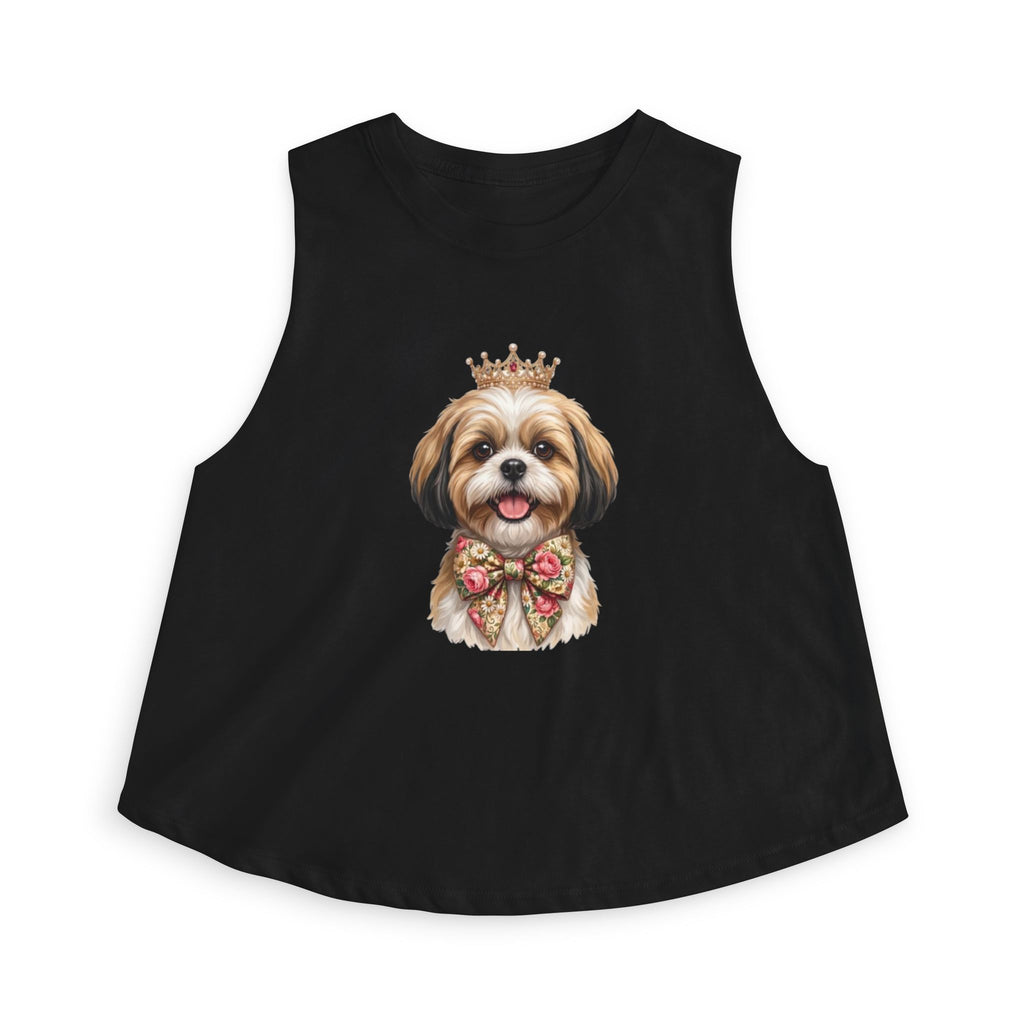 Shih Tzu Queen Crop Tank — Crown Dog Mom Cropped Shirt | FurEverLoved
