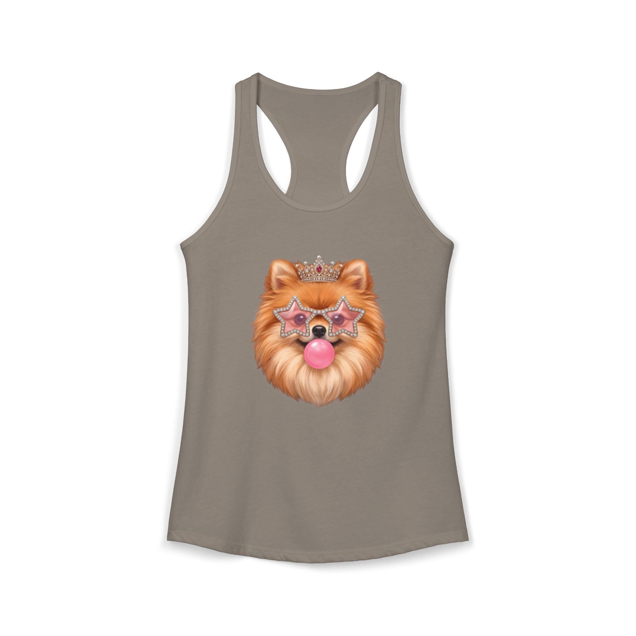Sassy Pomeranian Racerback Tank — Bubblegum Pom Dog Mom Summer Shirt | FurEverLoved