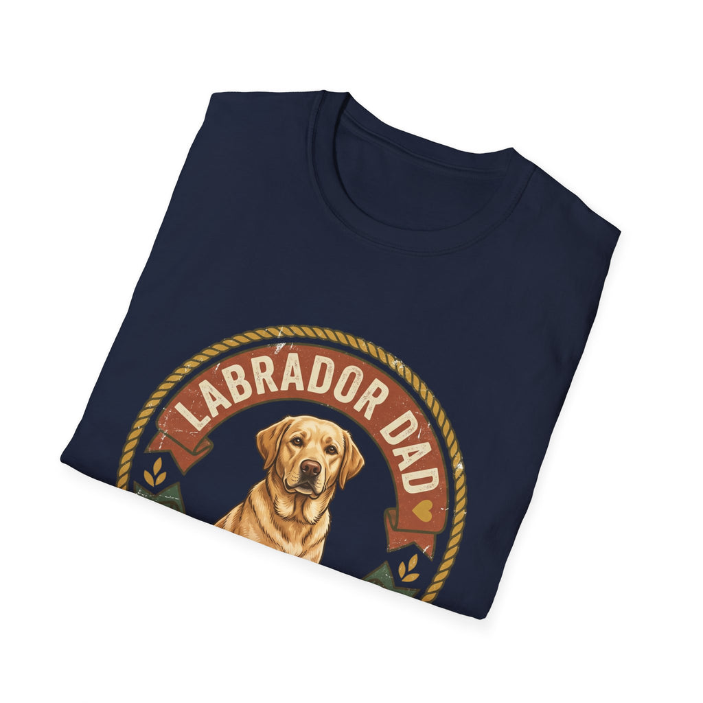Labrador Dad T-Shirt — My Therapist Has Four Legs | Vintage Badge Rope Circle Lab Tee