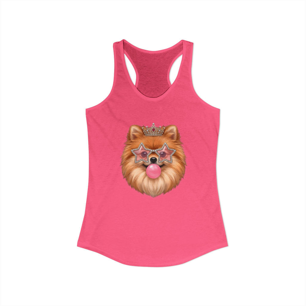 Sassy Pomeranian Racerback Tank — Bubblegum Pom Dog Mom Summer Shirt | FurEverLoved