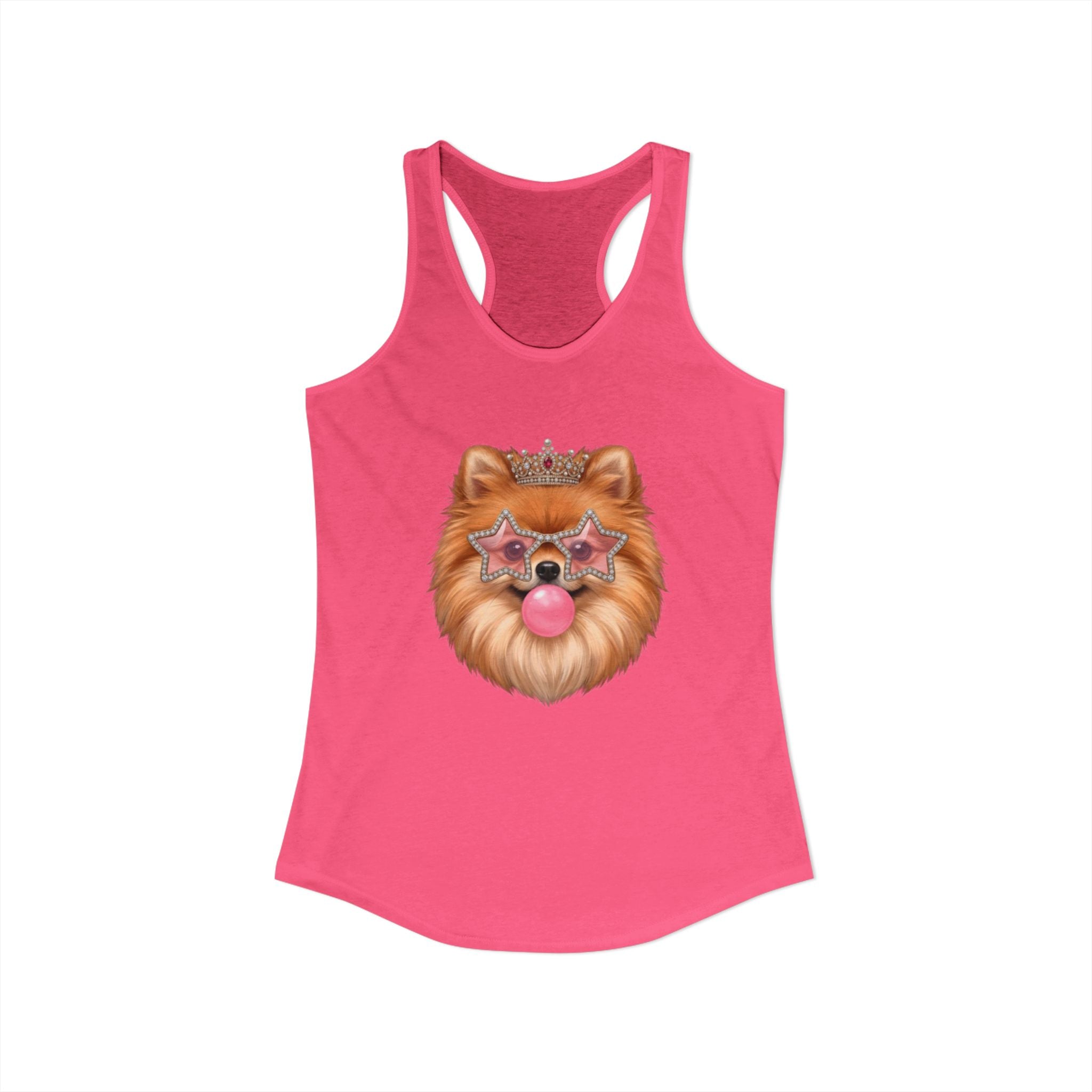 Sassy Pomeranian Racerback Tank — Bubblegum Pom Dog Mom Summer Shirt | FurEverLoved