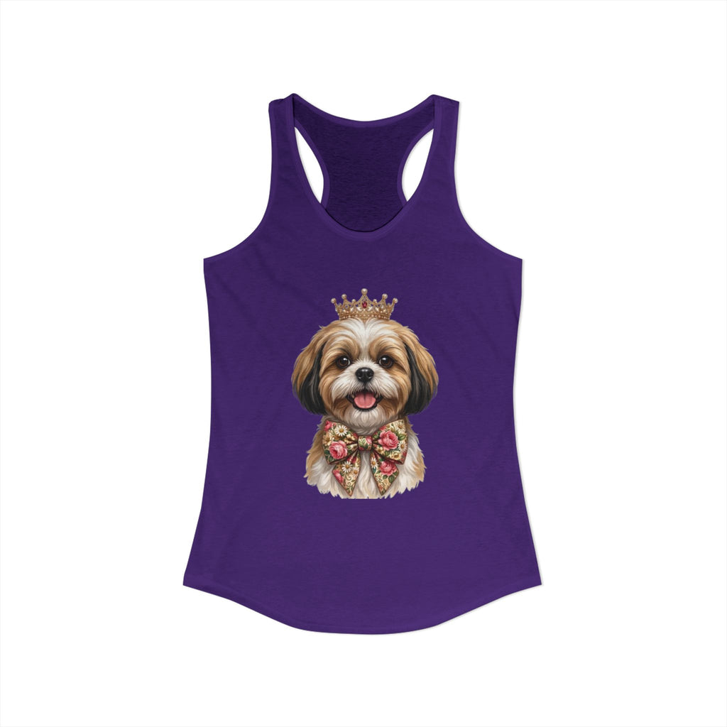 Shih Tzu Queen Racerback Tank — Crown Dog Mom Summer Shirt | FurEverLoved