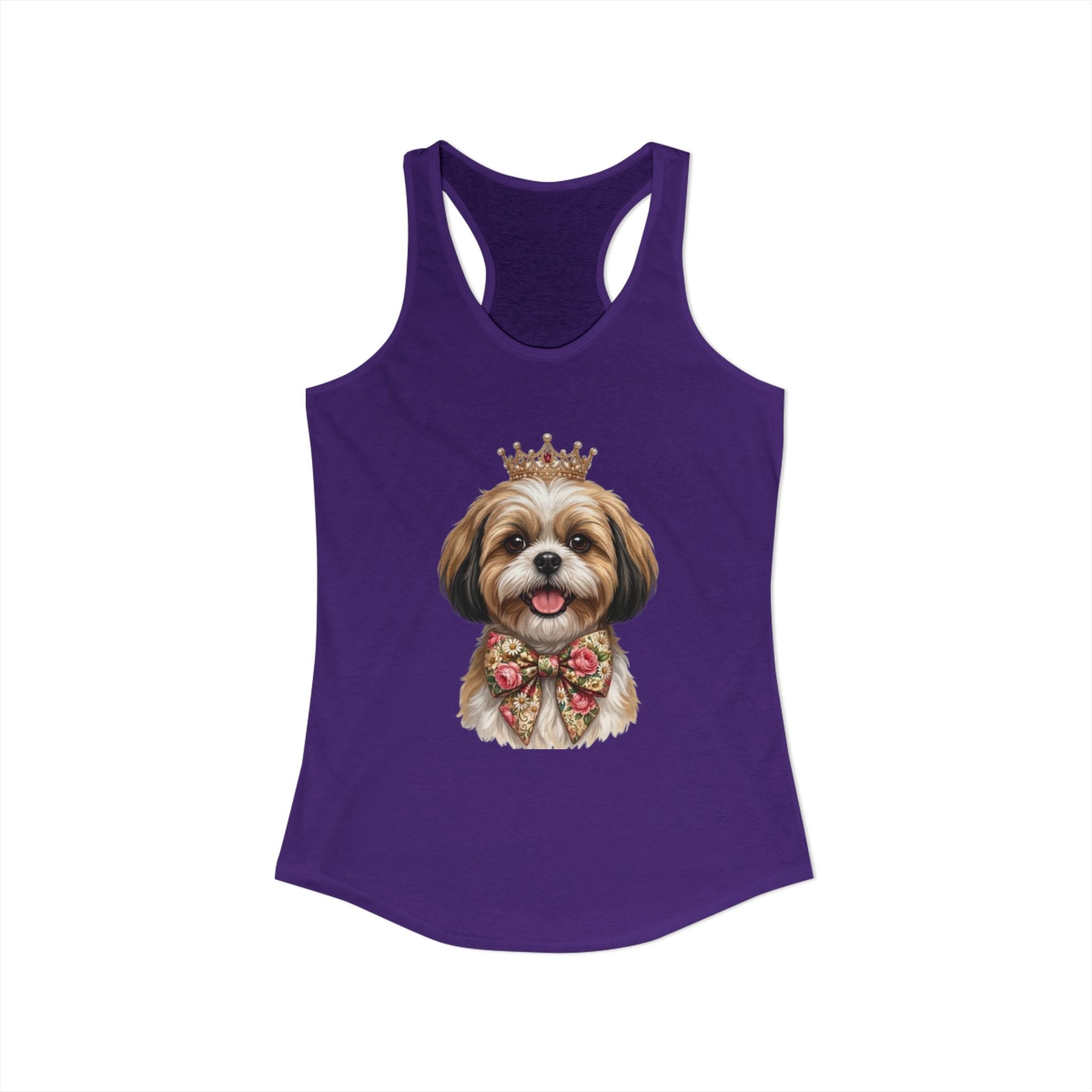Shih Tzu Queen Racerback Tank — Crown Dog Mom Summer Shirt | FurEverLoved