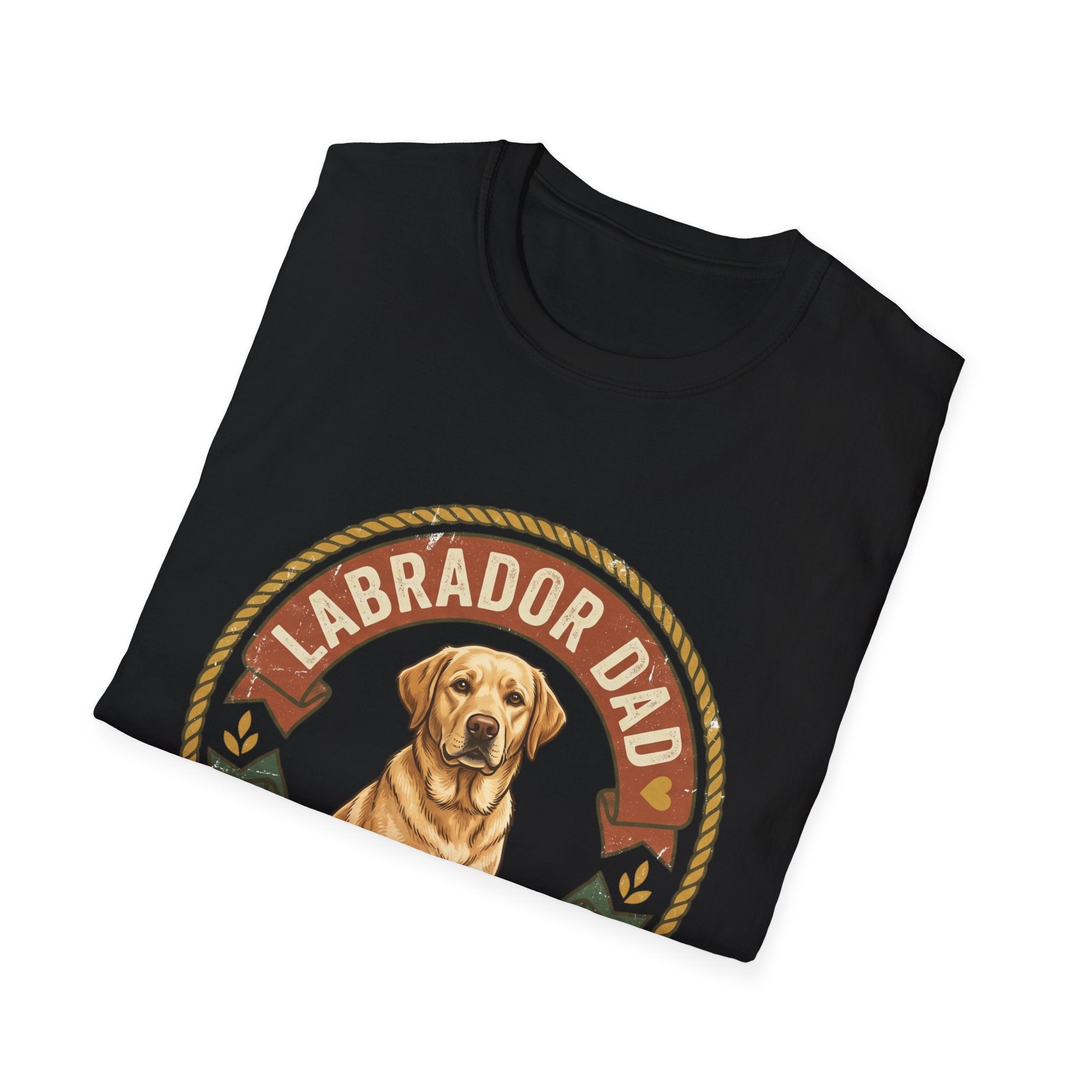 Labrador Dad T-Shirt — My Therapist Has Four Legs | Vintage Badge Rope Circle Lab Tee
