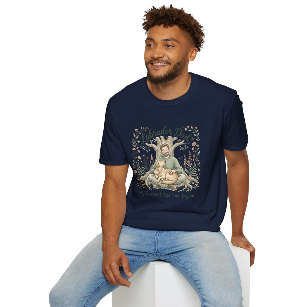 Labrador Dad T-Shirt — My Therapist Has Four Legs | Cottagecore Botanical Lab Tee