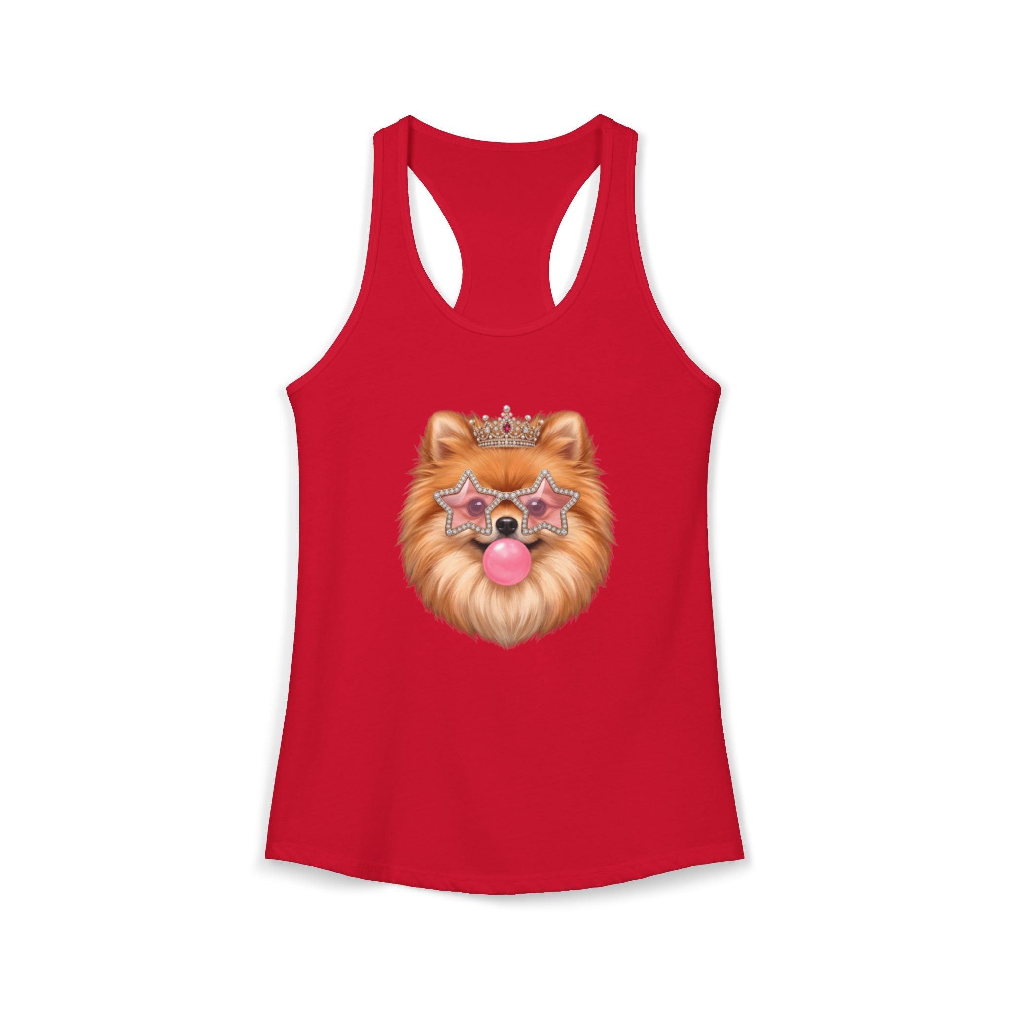 Sassy Pomeranian Racerback Tank — Bubblegum Pom Dog Mom Summer Shirt | FurEverLoved