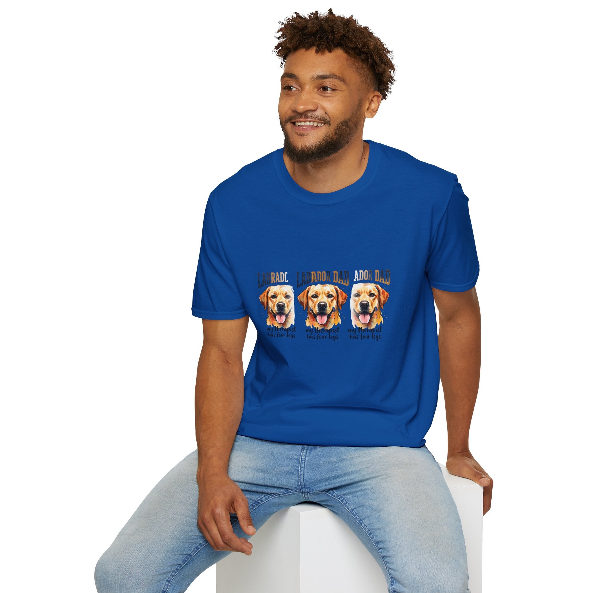 Labrador Dad T-Shirt — My Therapist Has Four Legs | Triple Watercolor Lab Portrait Tee | FurEverLoved