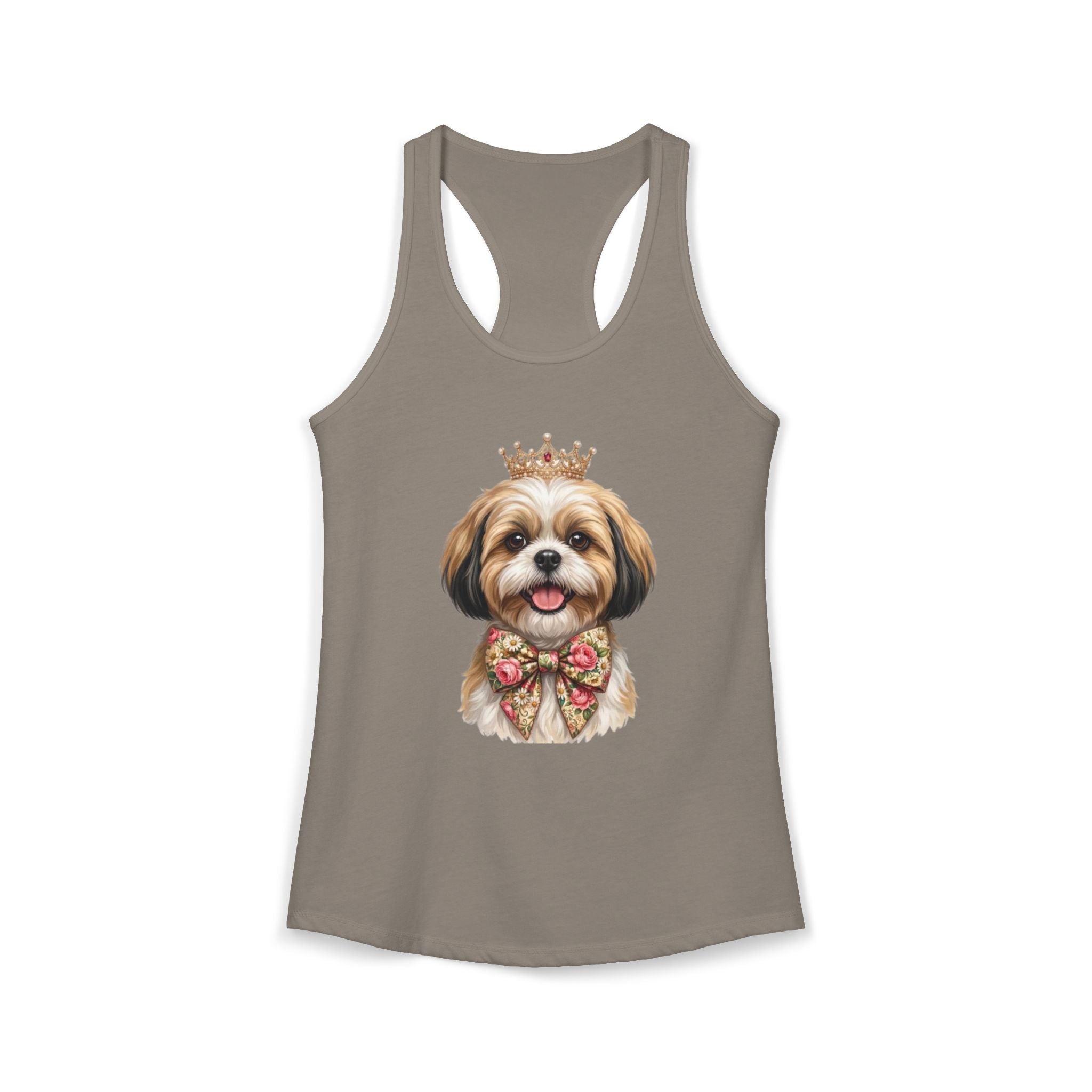 Shih Tzu Queen Racerback Tank — Crown Dog Mom Summer Shirt | FurEverLoved