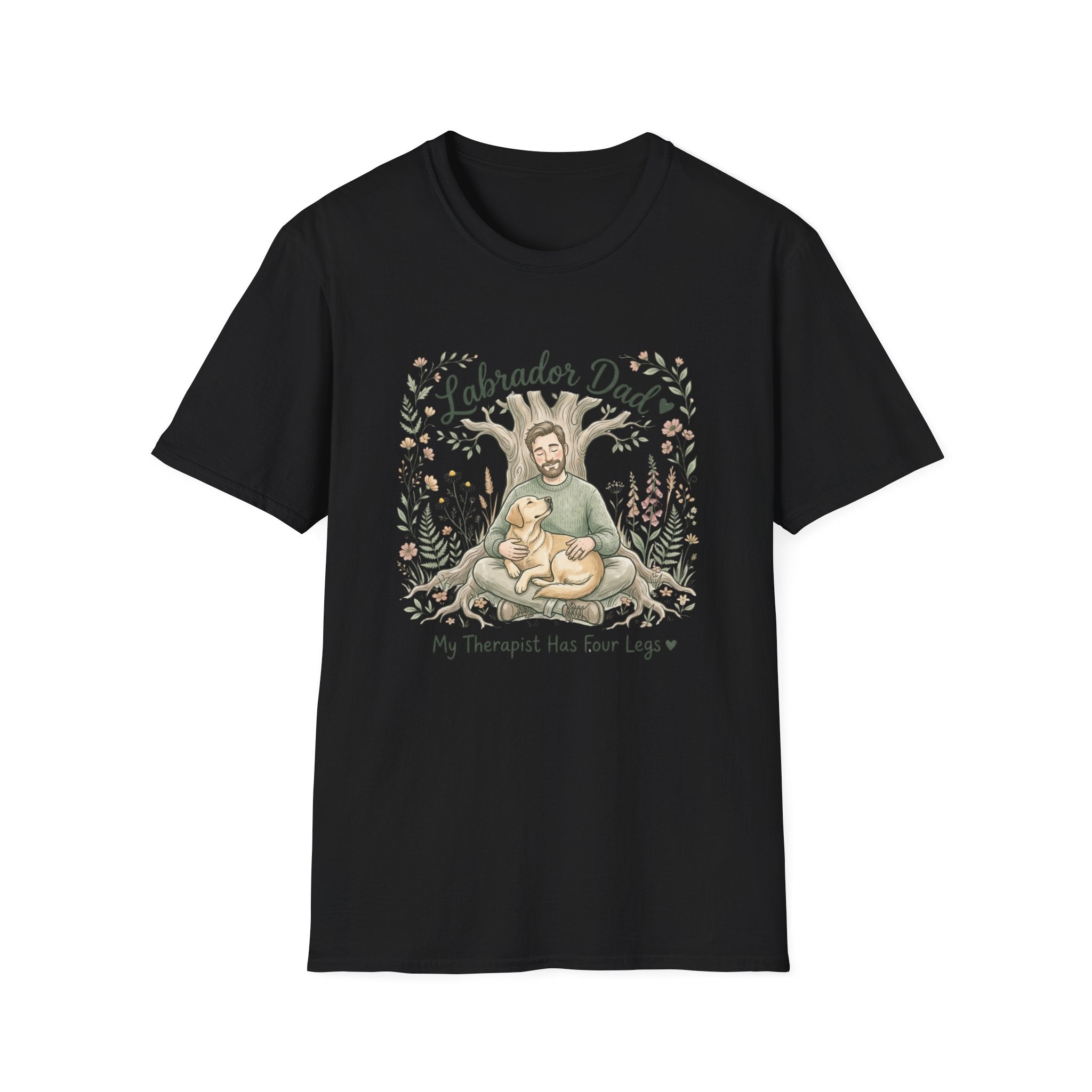 Labrador Dad T-Shirt — My Therapist Has Four Legs | Cottagecore Botanical Lab Tee