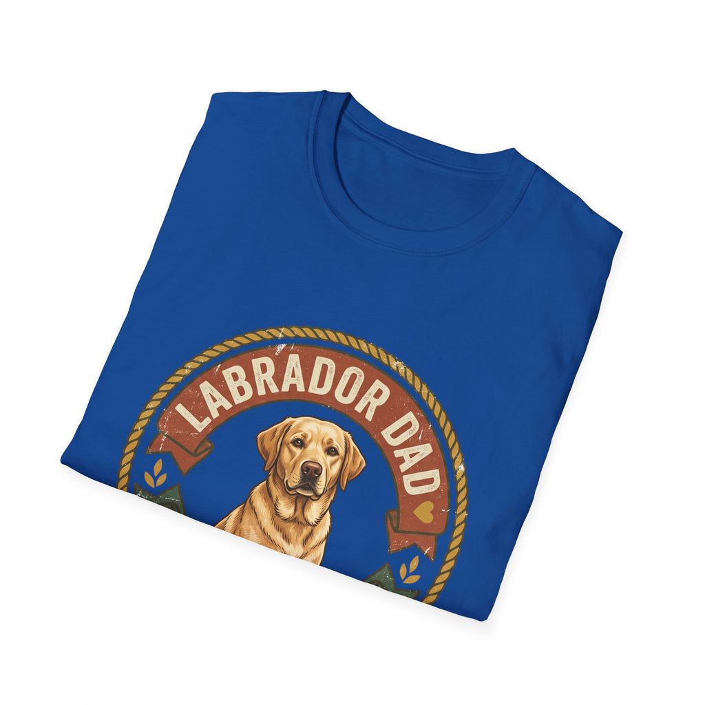 Labrador Dad T-Shirt — My Therapist Has Four Legs | Vintage Badge Rope Circle Lab Tee