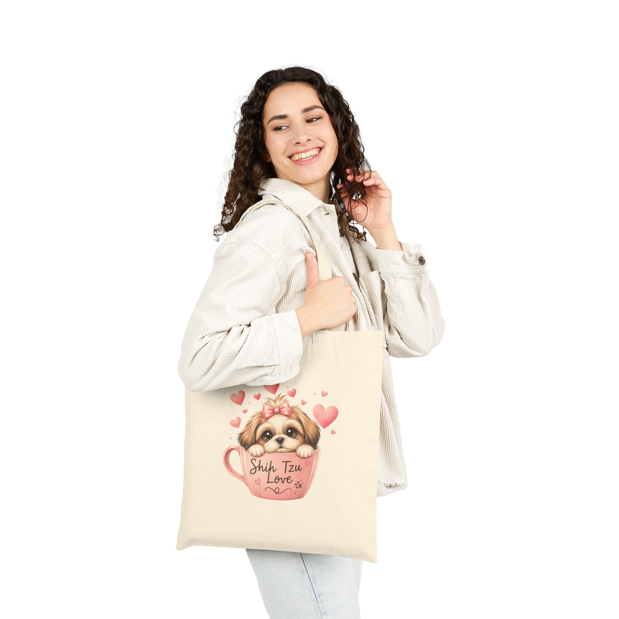 Shih Tzu Love Tote Bag — Kawaii Coquette Dog Mom Canvas Bag | FurEverLoved