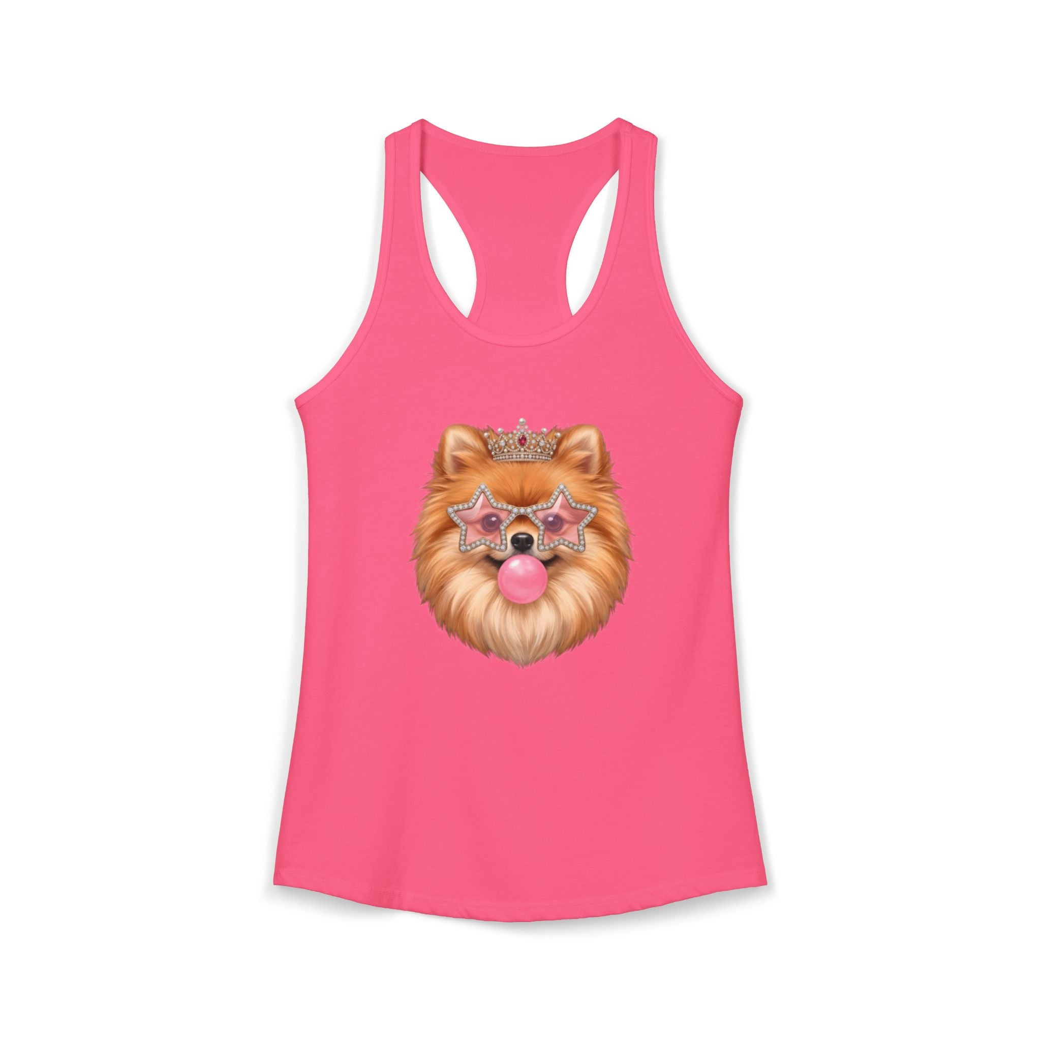 Sassy Pomeranian Racerback Tank — Bubblegum Pom Dog Mom Summer Shirt | FurEverLoved
