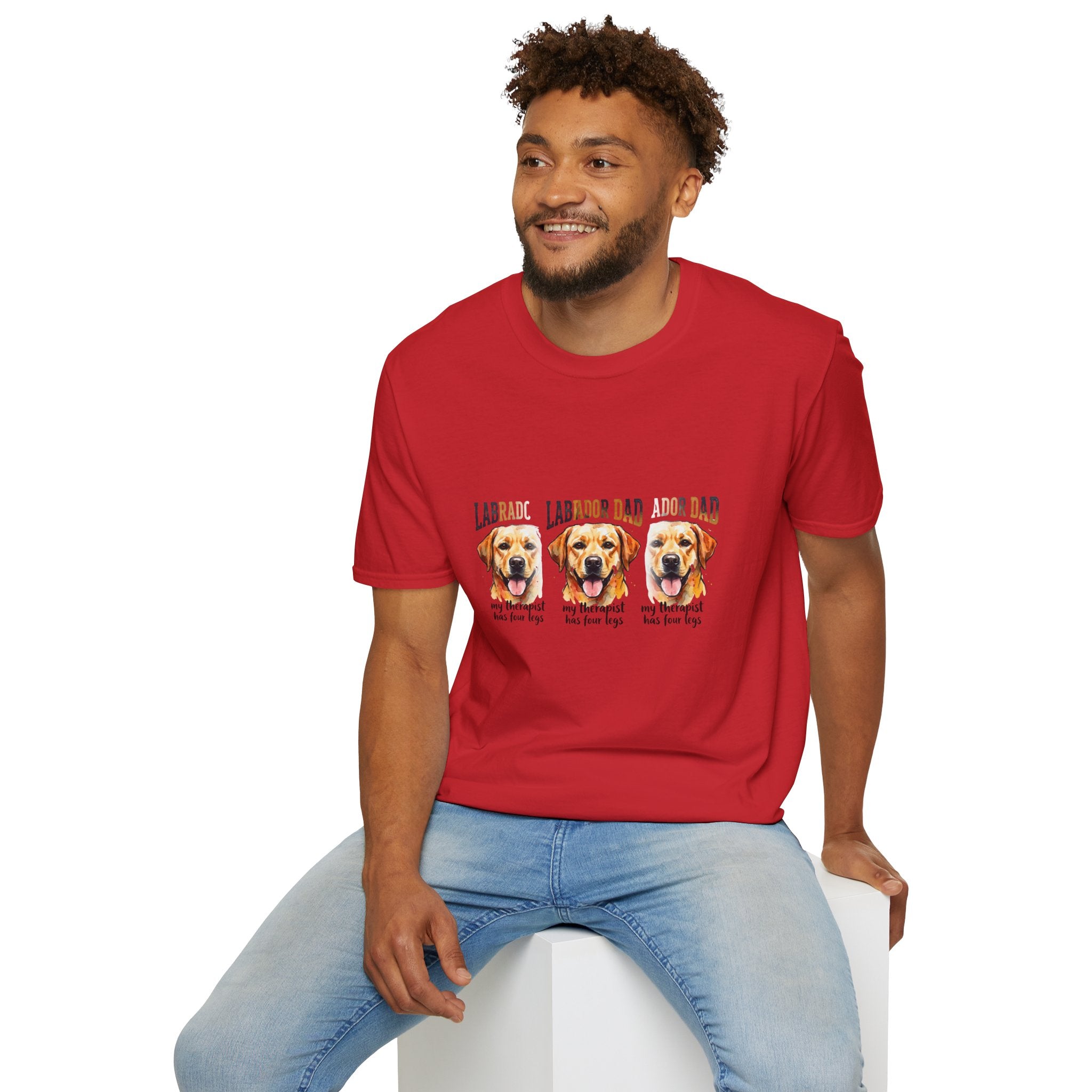 Labrador Dad T-Shirt — My Therapist Has Four Legs | Triple Watercolor Lab Portrait Tee | FurEverLoved