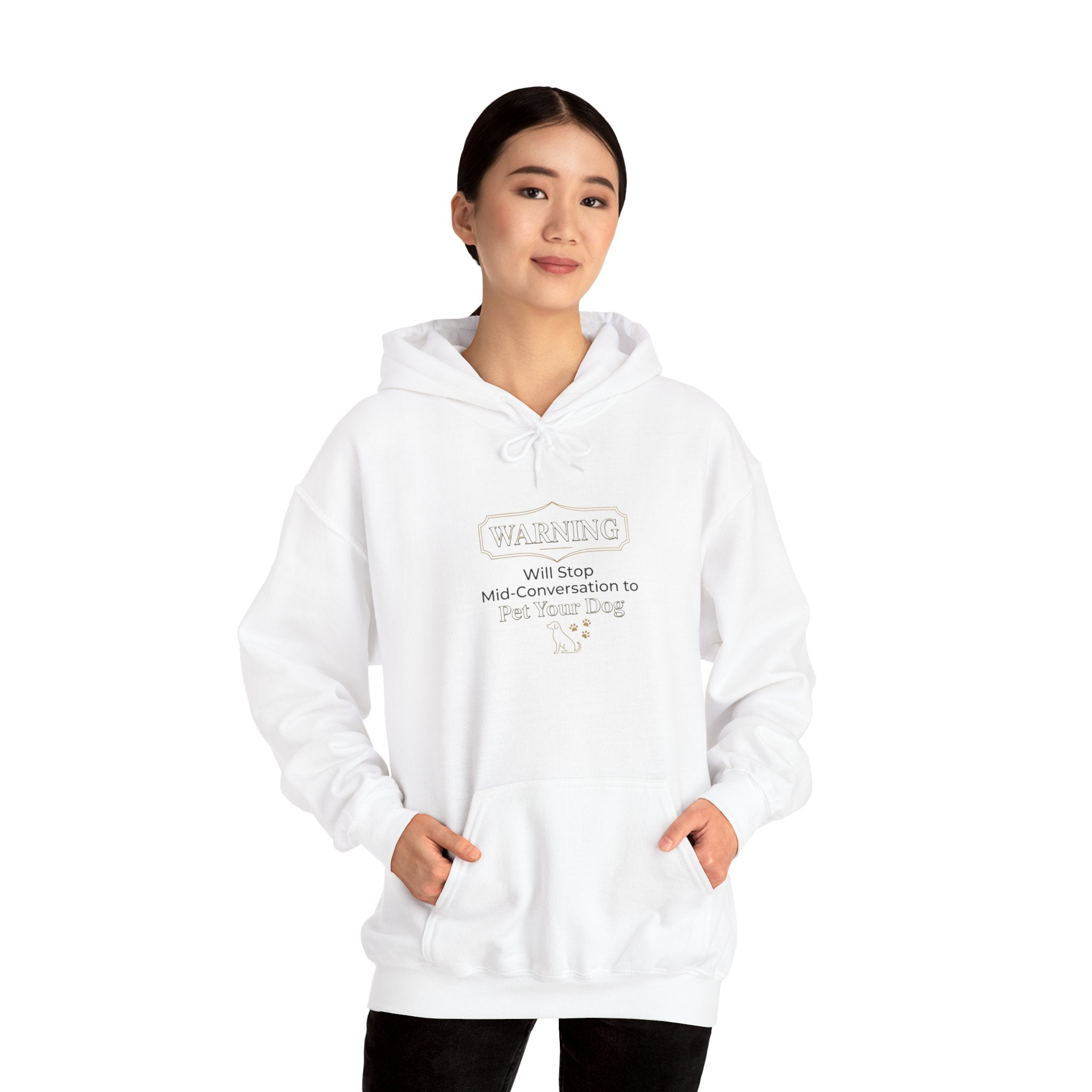 Warning: Will Stop Mid-Conversation to Pet Your Dog — Cozy Dog Lover Hoodie | FurEverLoved