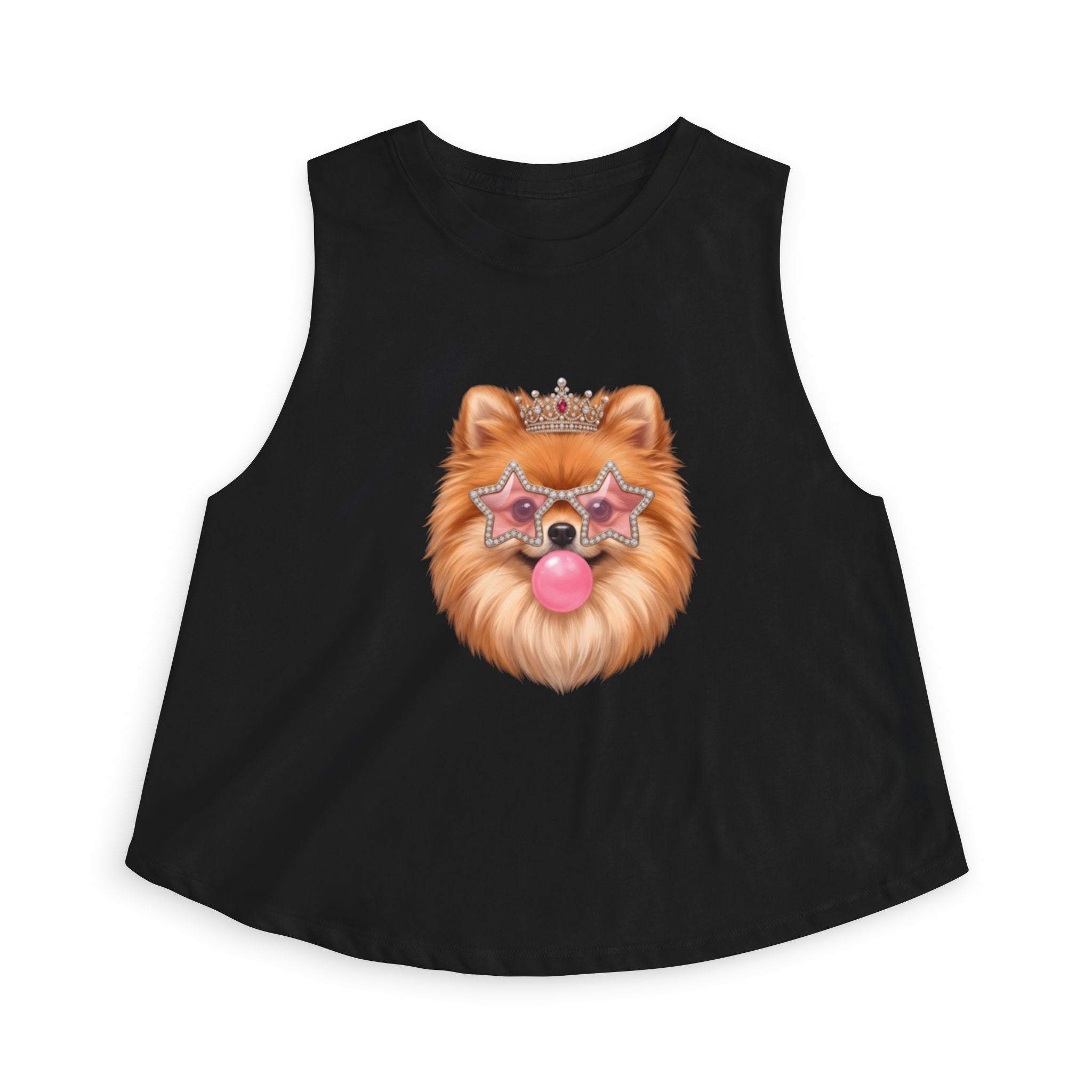 Sassy Pomeranian Crop Top — Bubblegum Pom Dog Mom Tank | FurEverLoved