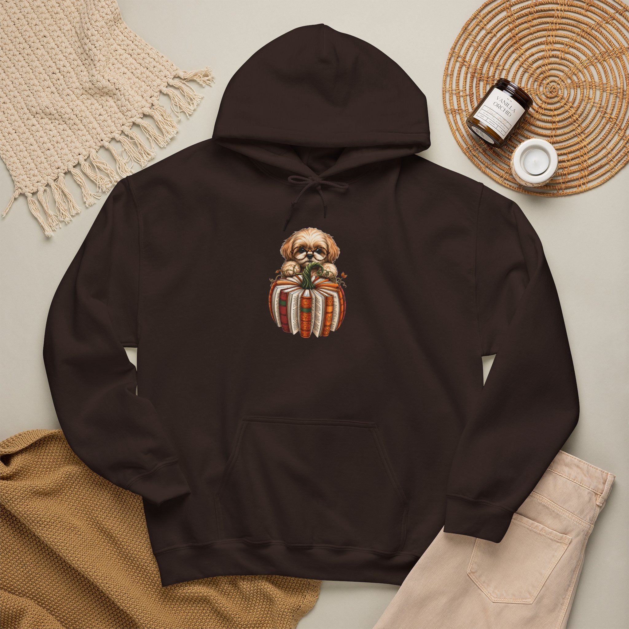 Shih Tzu Mom Gift Hoodie — Autumn Pup in Pumpkin Cozy Fall Pullover | FurEverLoved