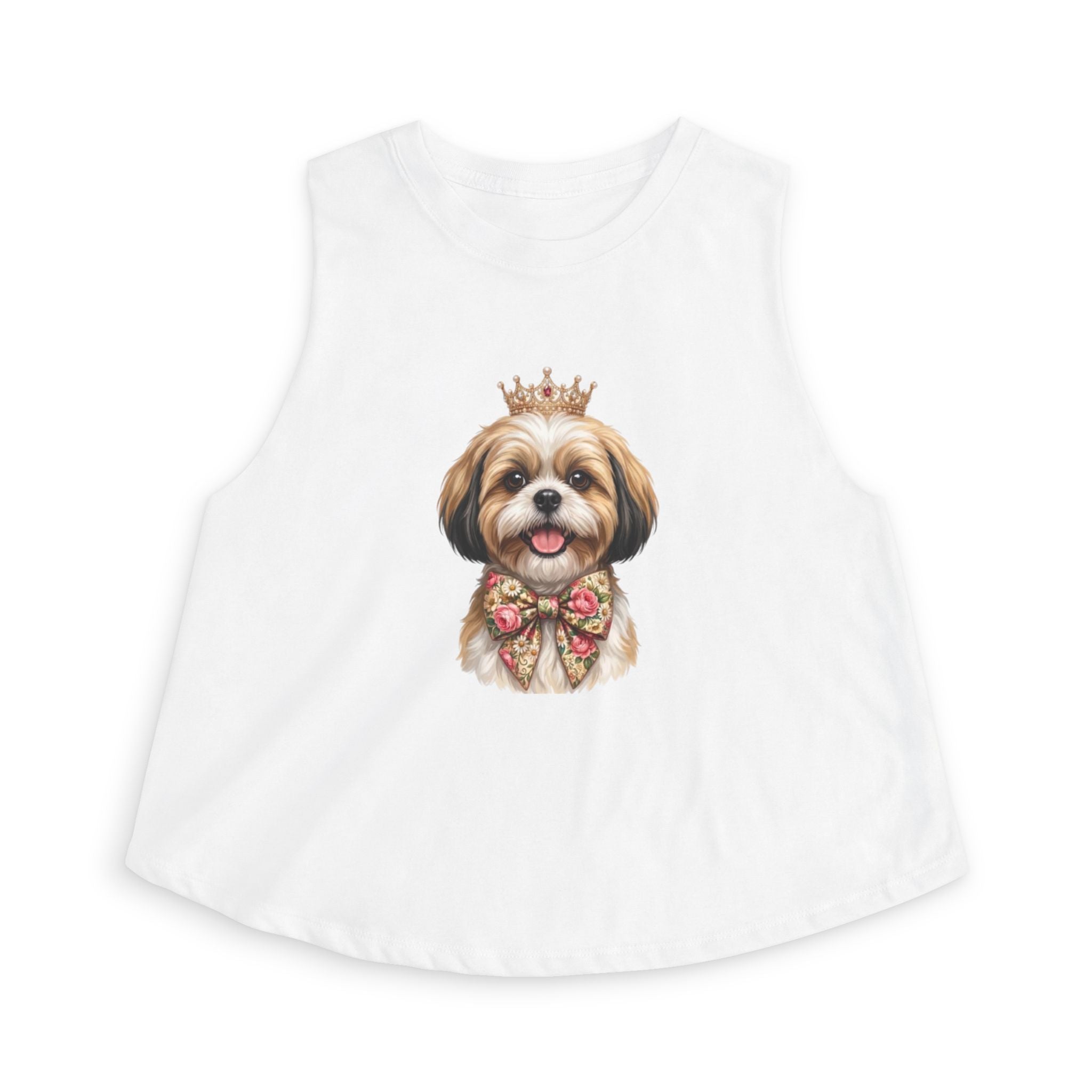 Shih Tzu Queen Crop Tank — Crown Dog Mom Cropped Shirt | FurEverLoved