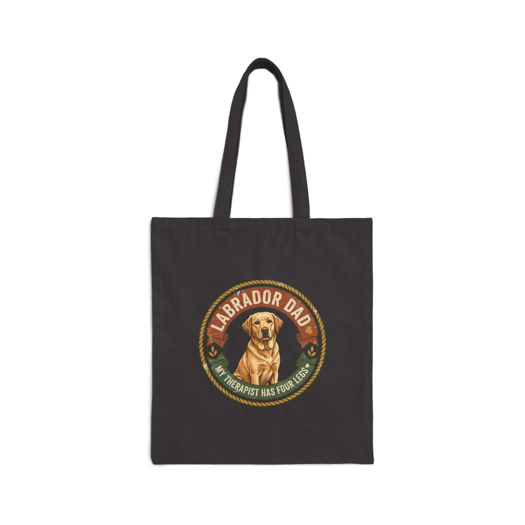 Labrador Dad Tote Bag — My Therapist Has Four Legs | Vintage Badge Lab Dad Canvas Tote | FurEverLoved