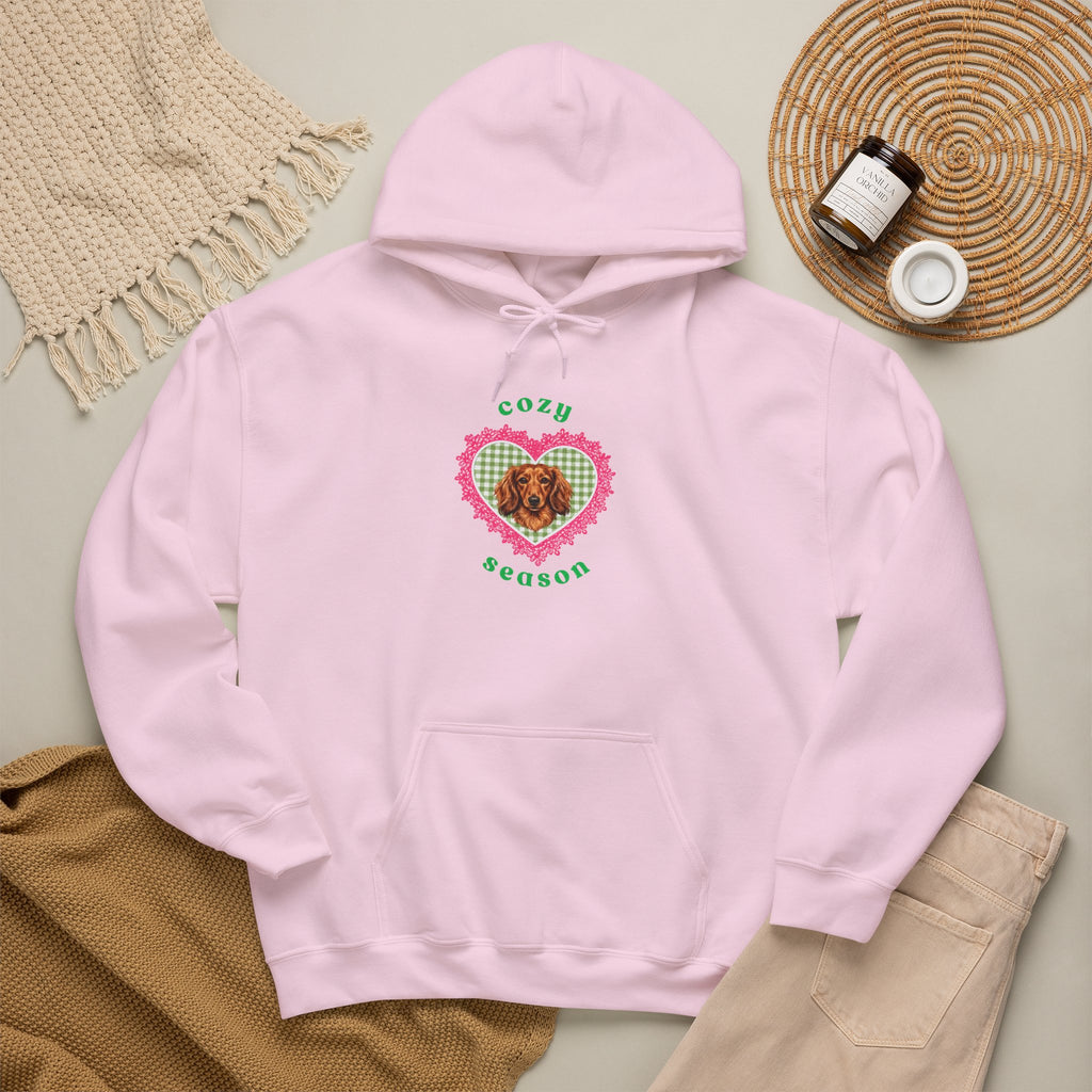 Dachshund Mom Gift Hoodie — Cozy Season Vintage Heart Dog Portrait Pullover | FurEverLoved
