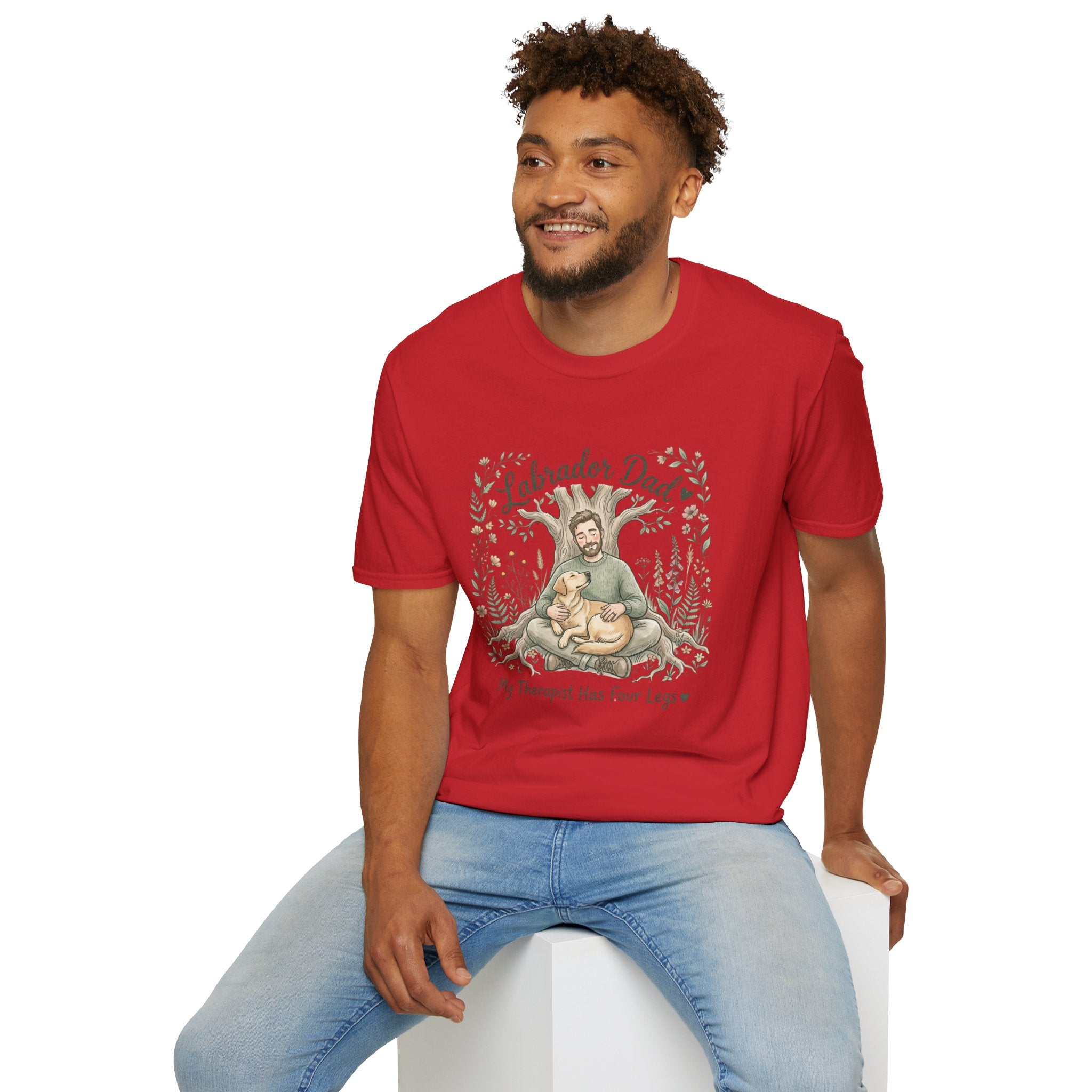 Labrador Dad T-Shirt — My Therapist Has Four Legs | Cottagecore Botanical Lab Tee