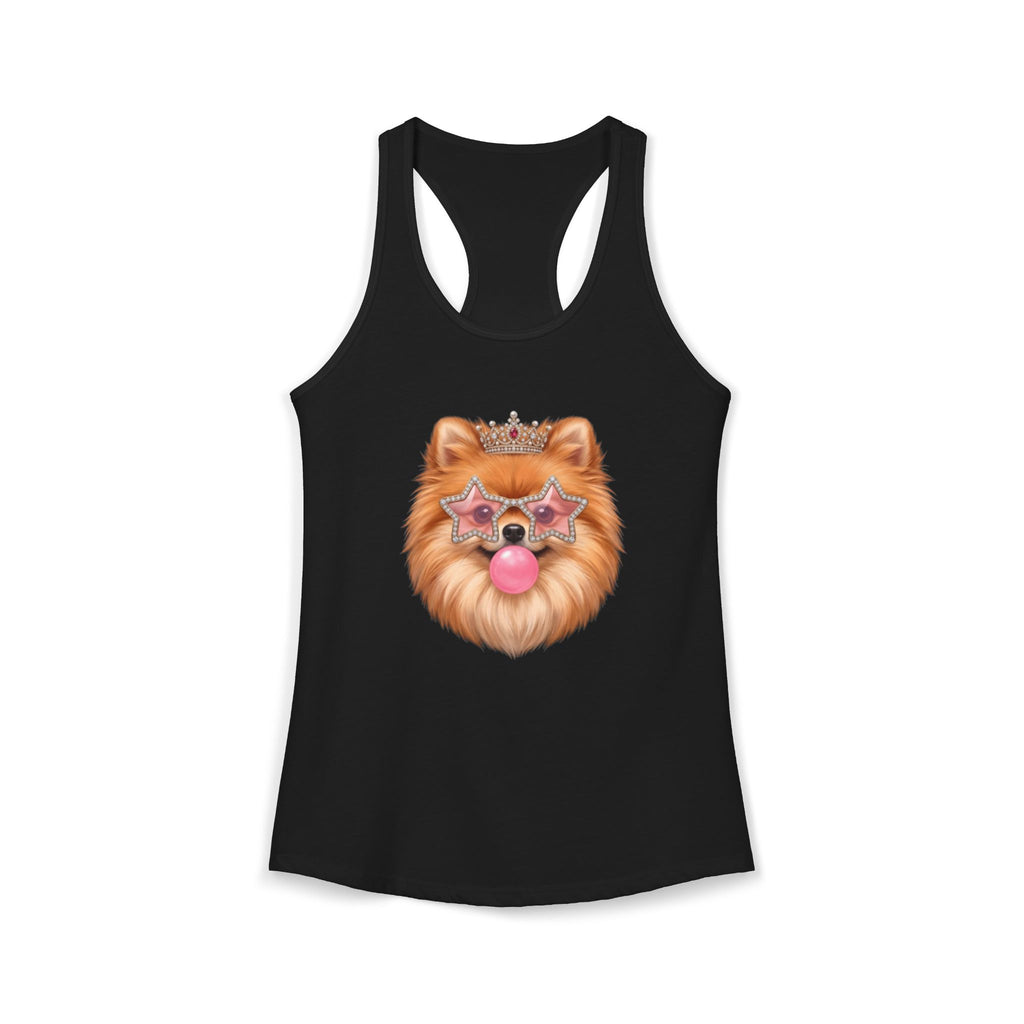 Sassy Pomeranian Racerback Tank — Bubblegum Pom Dog Mom Summer Shirt | FurEverLoved