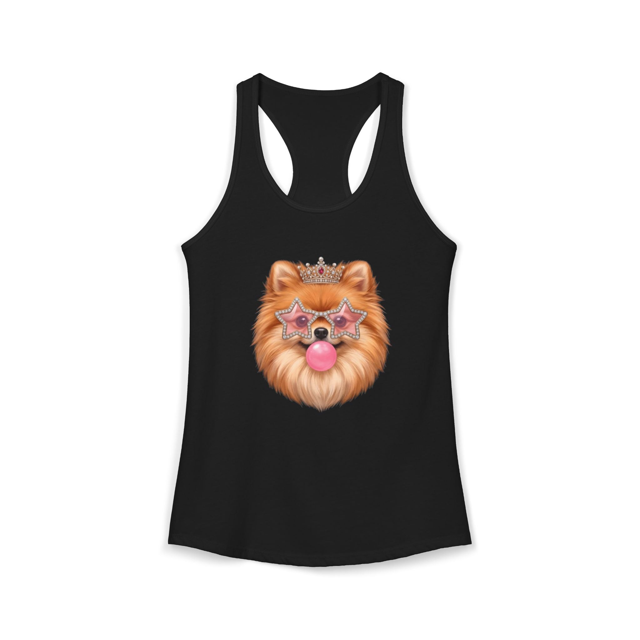 Sassy Pomeranian Racerback Tank — Bubblegum Pom Dog Mom Summer Shirt | FurEverLoved