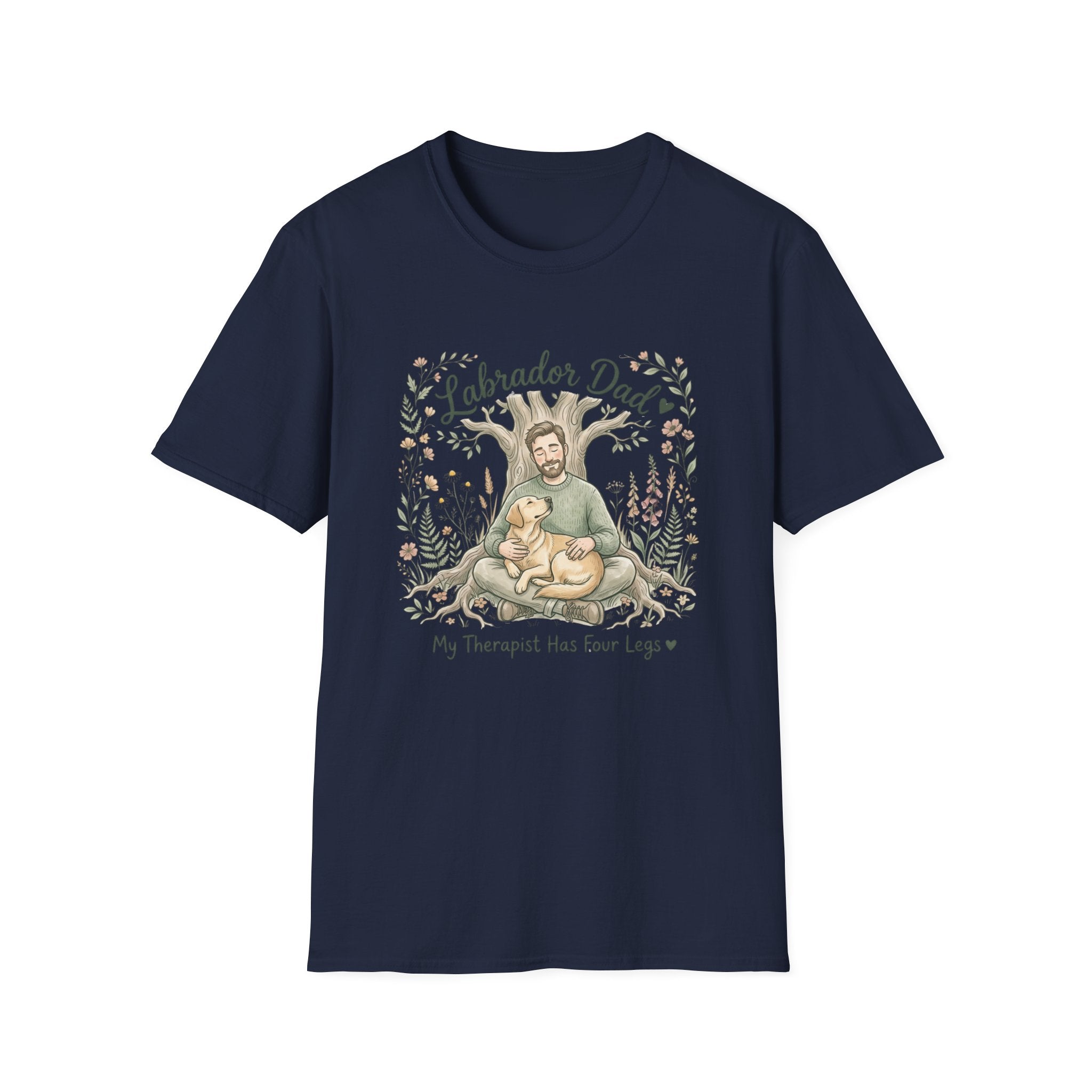 Labrador Dad T-Shirt — My Therapist Has Four Legs | Cottagecore Botanical Lab Tee