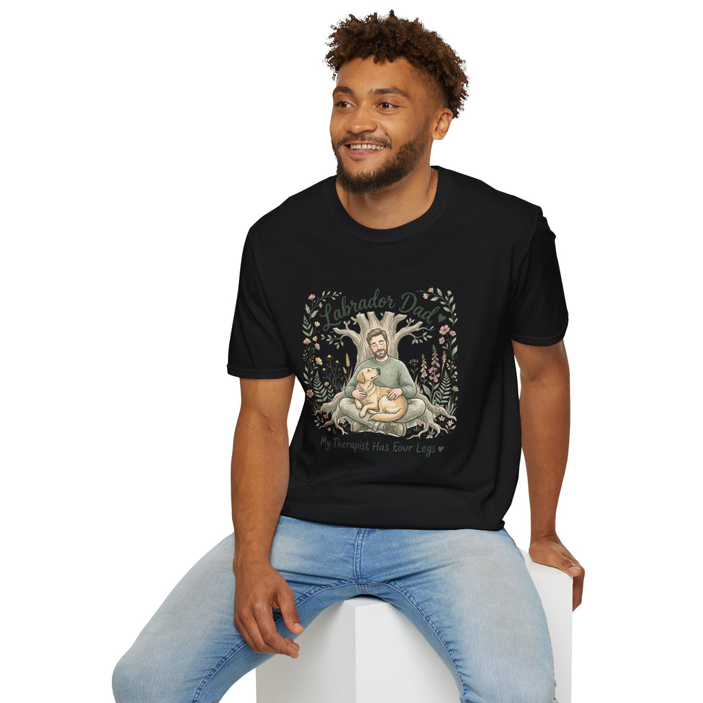 Labrador Dad T-Shirt — My Therapist Has Four Legs | Cottagecore Botanical Lab Tee