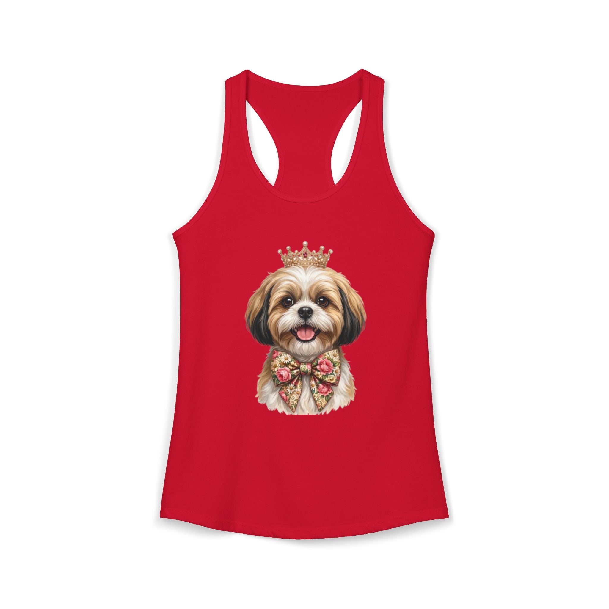 Shih Tzu Queen Racerback Tank — Crown Dog Mom Summer Shirt | FurEverLoved