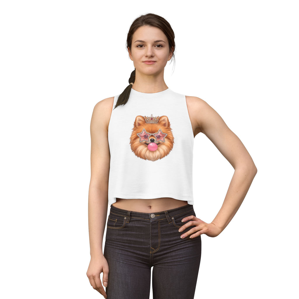 Sassy Pomeranian Crop Top — Bubblegum Pom Dog Mom Tank | FurEverLoved