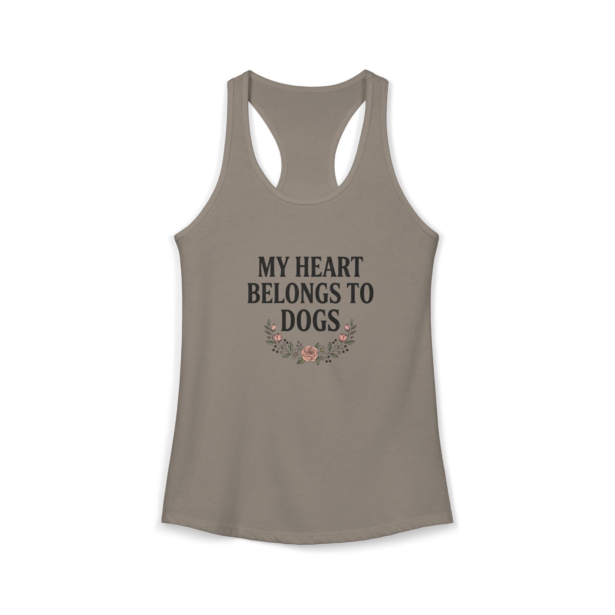 My Heart Belongs to Dogs Tank – Dog Mom Floral Racerback