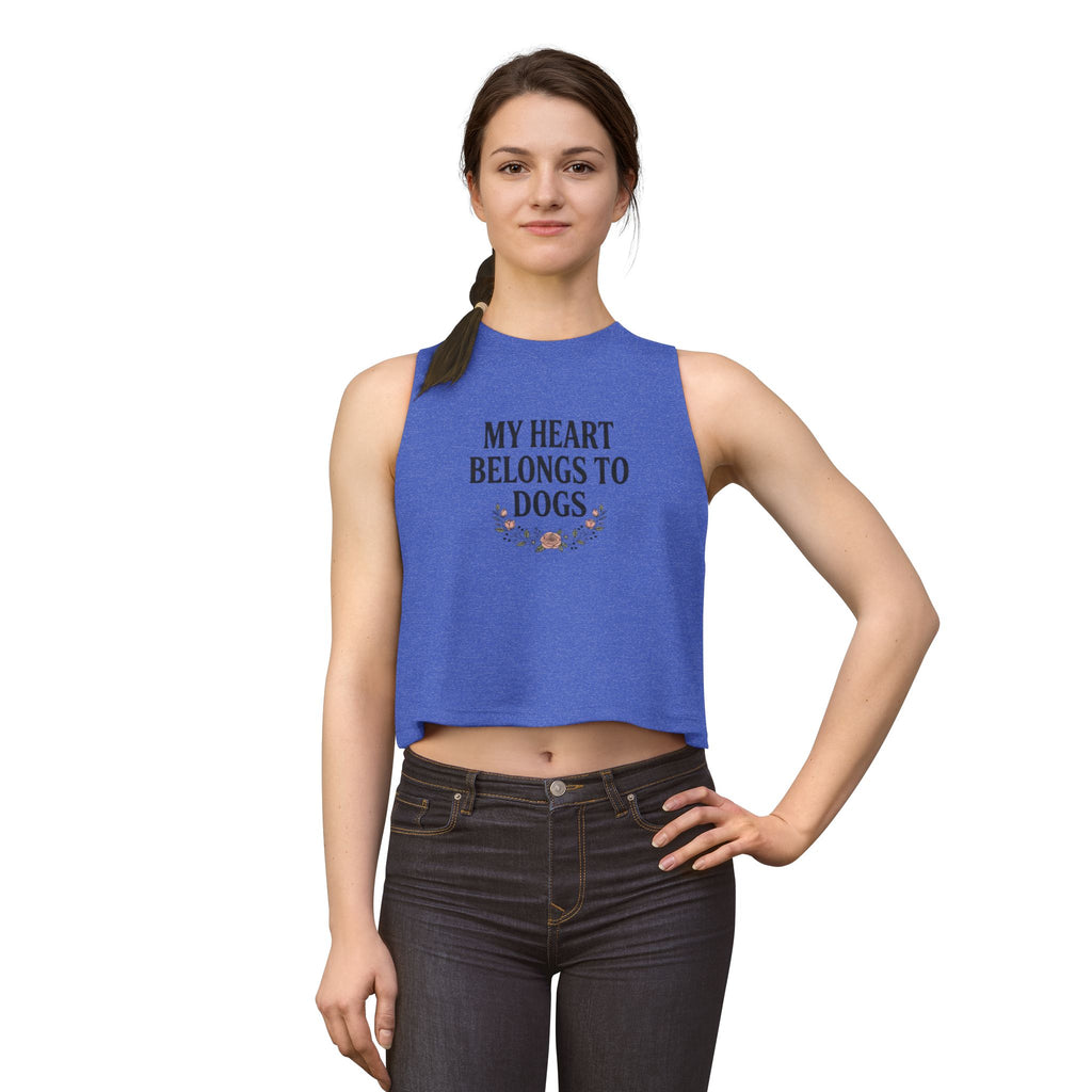 My Heart Belongs to Dogs Crop Tank – Dog Mom Floral Top
