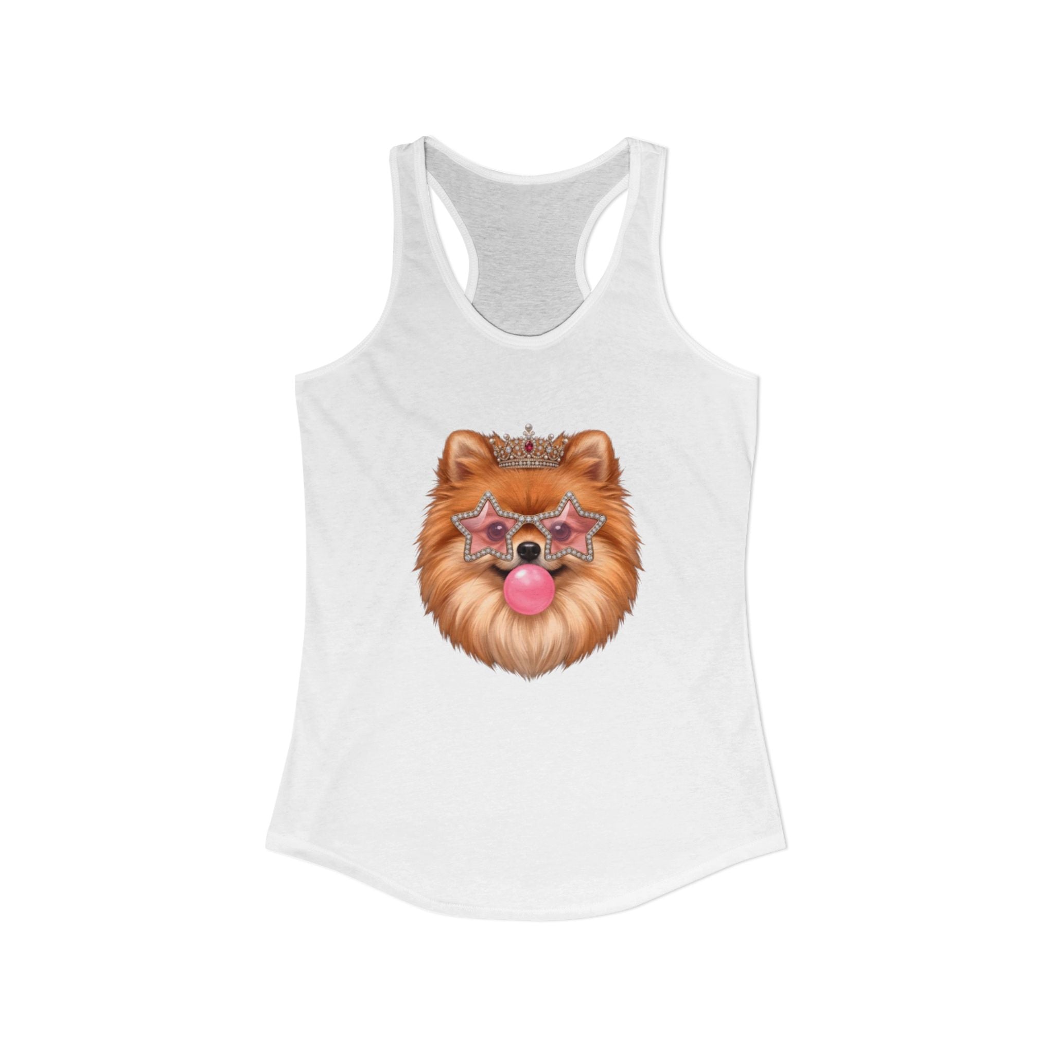 Sassy Pomeranian Racerback Tank — Bubblegum Pom Dog Mom Summer Shirt | FurEverLoved