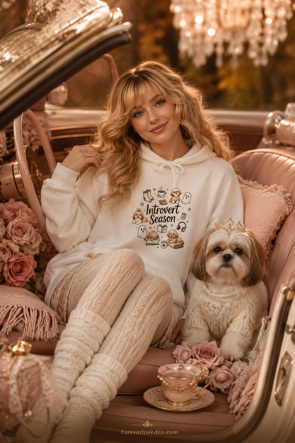Shih Tzu Mom Gift Hoodie — Introvert Season Cute Cozy Ghost & Shih Tzu Pullover | FurEverLoved