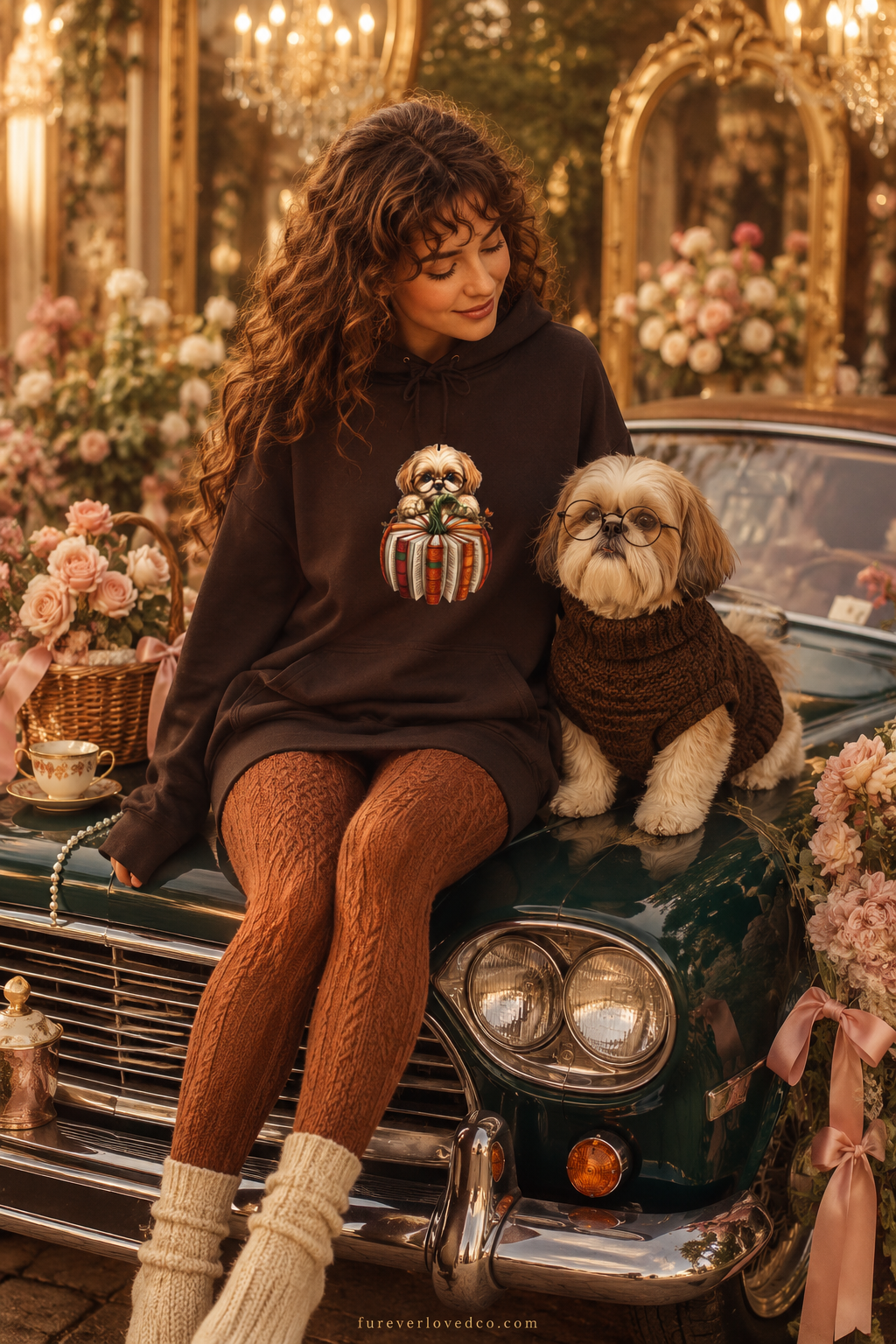 Shih Tzu Mom Gift Hoodie — Autumn Pup in Pumpkin Cozy Fall Pullover | FurEverLoved