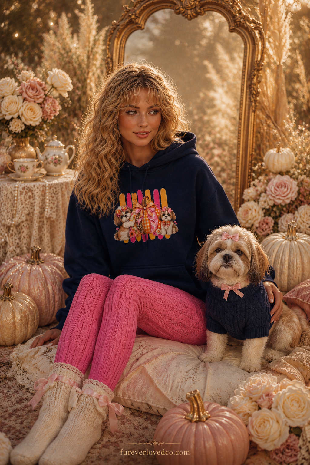 Shih Tzu Mom Gift Hoodie — Pumpkin Bow Fall Graphic Pullover | FurEverLoved