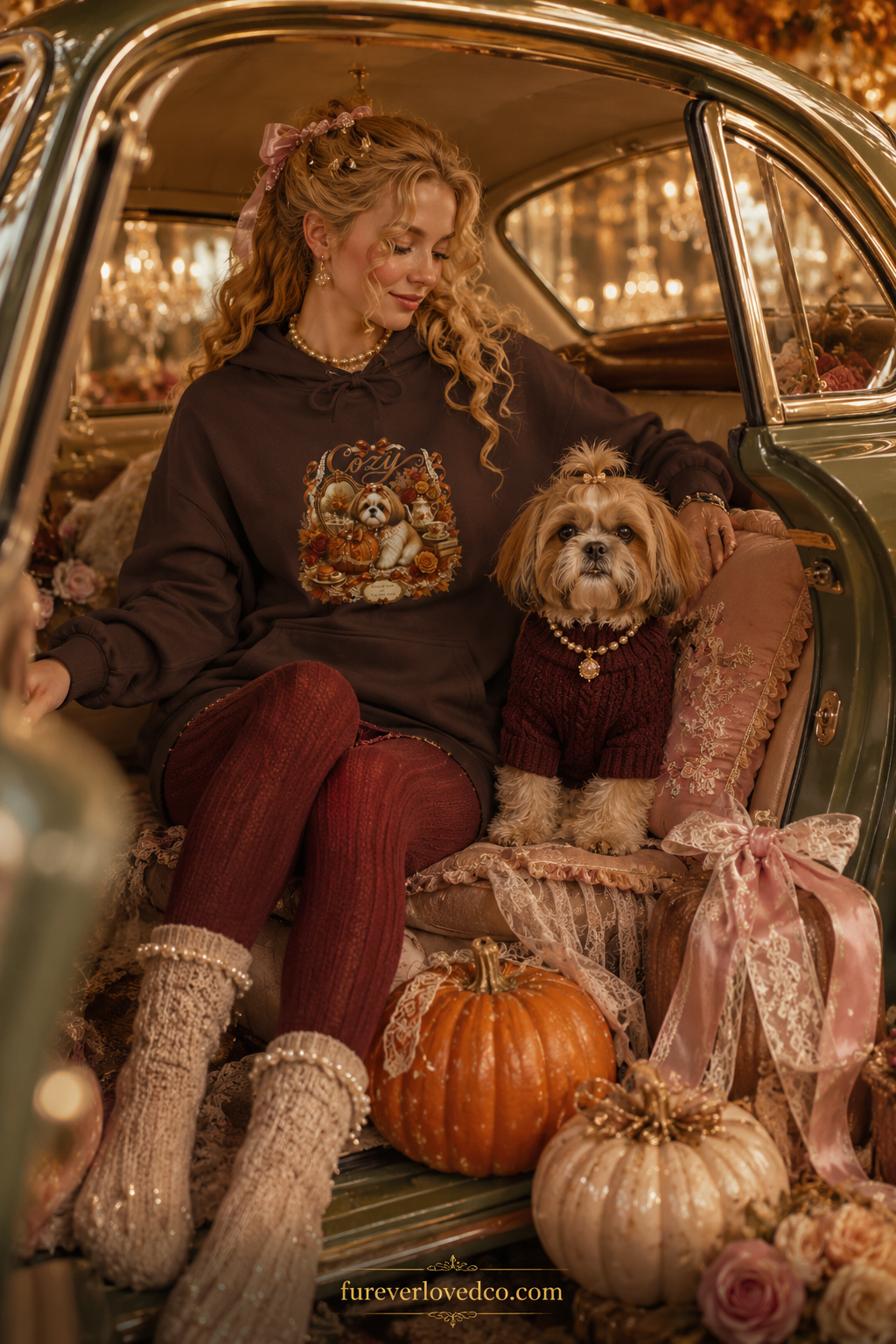Shih Tzu Mom Gift Hoodie — Cozy Autumn Vintage Tea Party Fall Pullover | FurEverLoved
