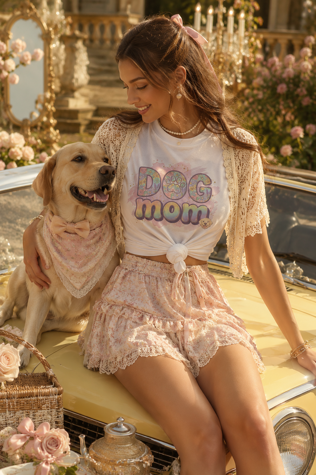 Dog Mom Aesthetic T-Shirt | Cute Floral Dog Lover Tee | Soft Casual Pet Mom Gift Shirt