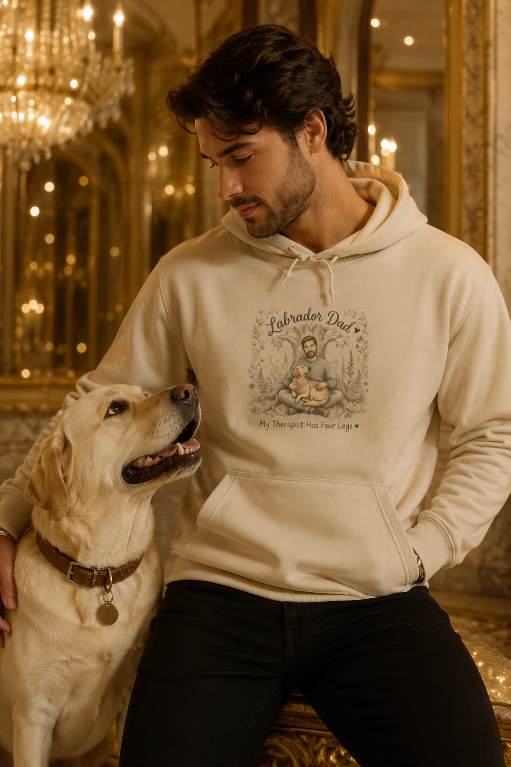 Labrador Dad Hoodie — My Therapist Has Four Legs | Botanical Floral Lab Dad Sweatshirt | FurEverLoved