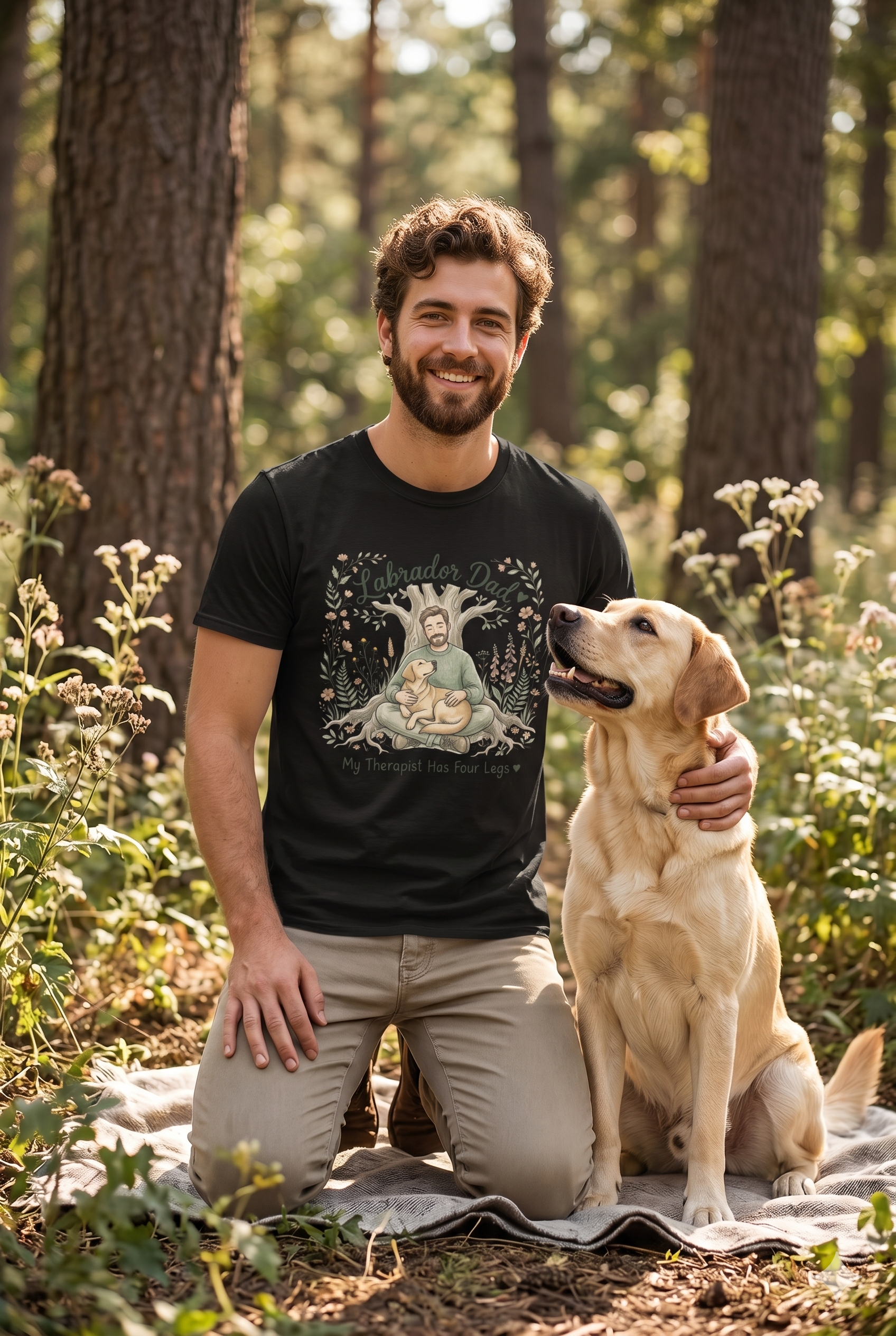 Labrador Dad T-Shirt — My Therapist Has Four Legs | Cottagecore Botanical Lab Tee