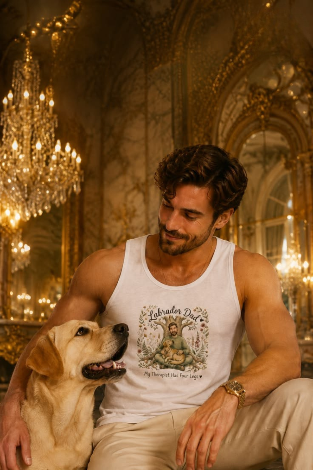 Labrador Dad Tank Top – My Therapist Has Four Legs | Nature Botanical Lab Dad Gift