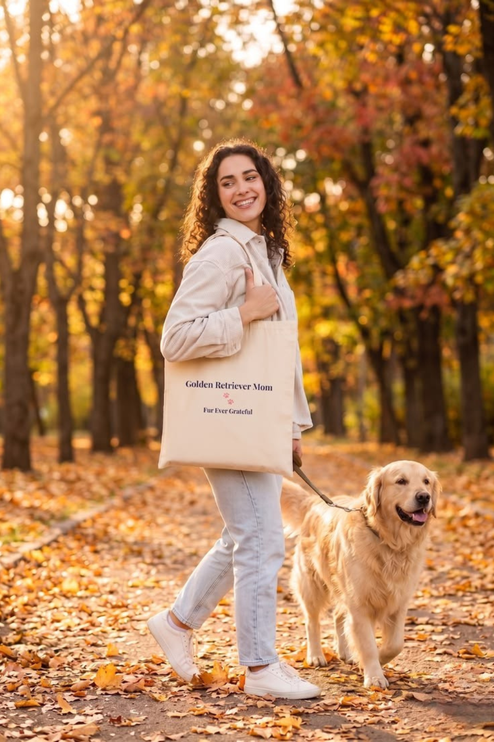 Golden Retriever Mom Tote Bag – Fur Ever Grateful | Golden Retriever Gift Canvas Tote