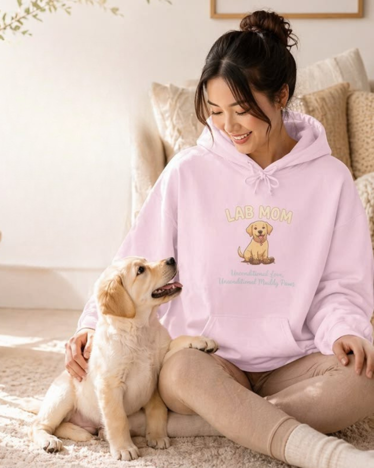 Lab Mom Hoodie — Cute Yellow Lab Illustration Dog Mom Sweatshirt | FurEverLoved