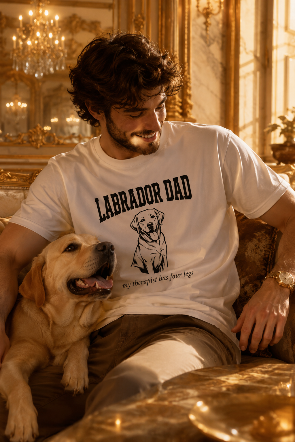 Labrador Dad T-Shirt — My Therapist Has Four Legs | Bold Classic Lab Tee | FurEverLoved