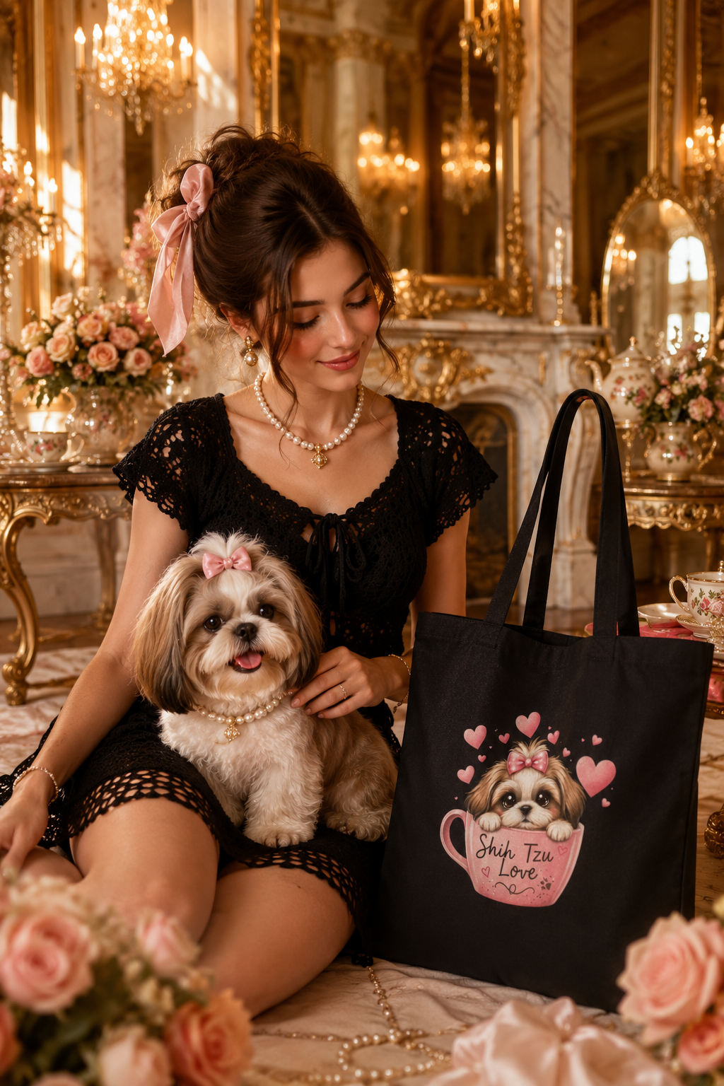Shih Tzu Love Tote Bag — Kawaii Coquette Dog Mom Canvas Bag | FurEverLoved