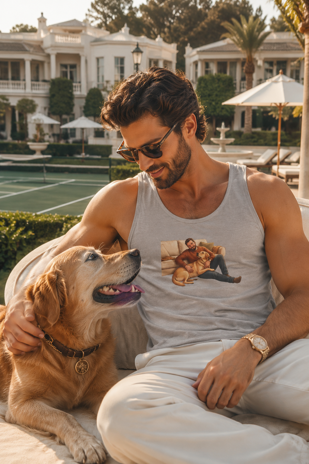 Dog Dad Tank Top – Man & His Lab Couch Cuddles | Labrador Dad Gift for Dog Lovers