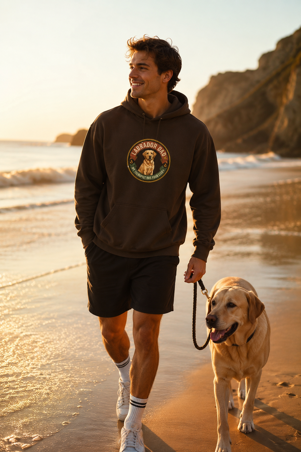 Labrador Dad Hoodie — My Therapist Has Four Legs | Vintage Badge Lab Dad Sweatshirt | FurEverLoved